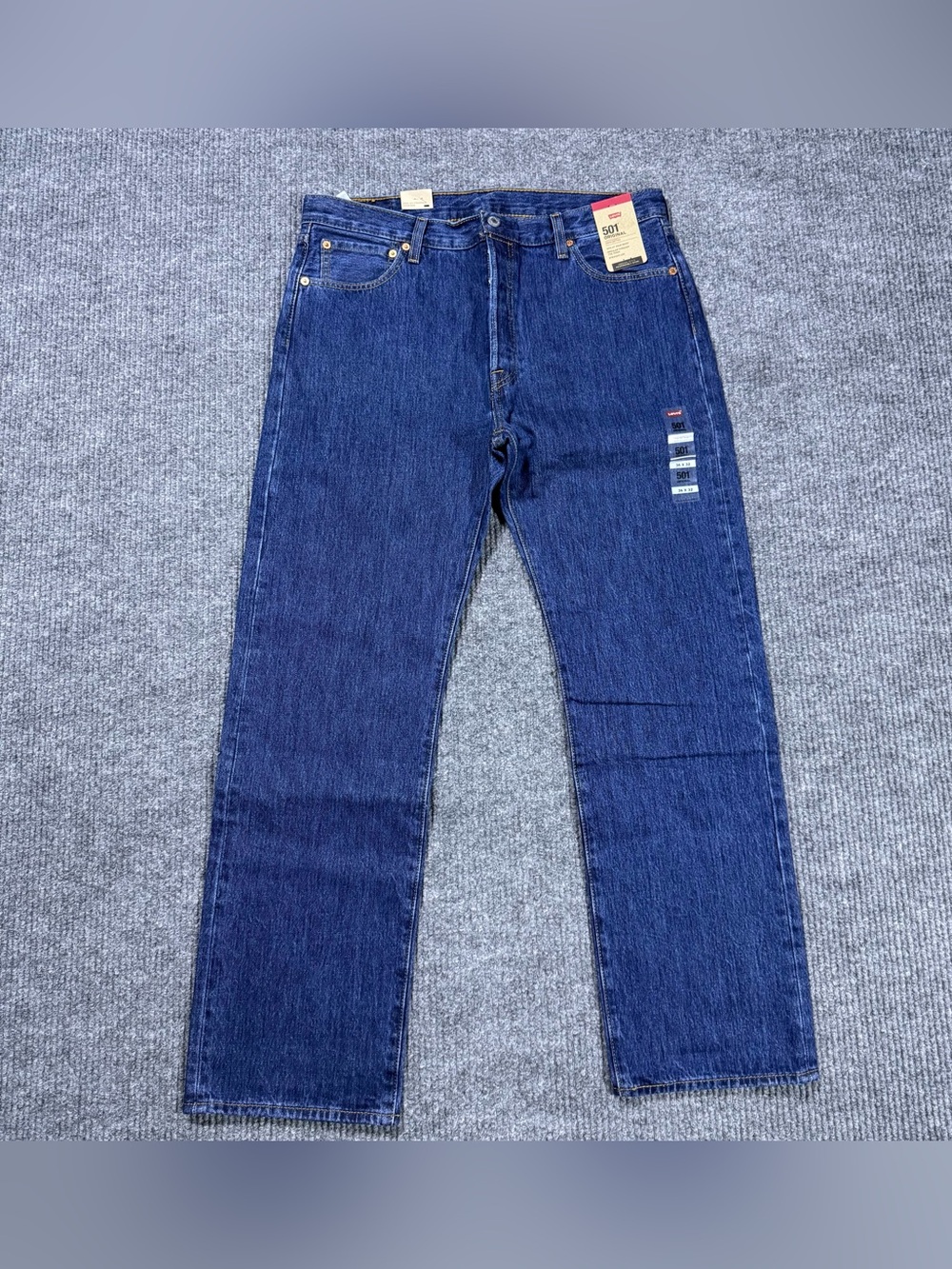 NWT Levis 501 Jeans Mens 36x32 Blue Denim Button Fly Straight Leg Original Fit